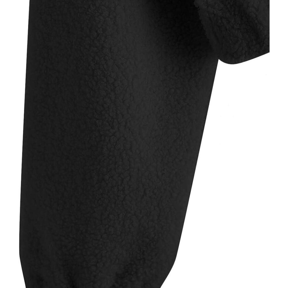 Women's Black long Sleeve Lapel Half Zip Plain Faux Fur Solid Sweatshirt - Picture 5 of 5